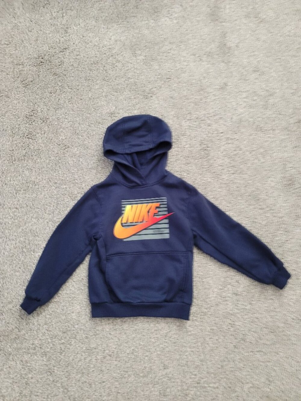 Nike Sweatshirt Kids 4-5 Years Navy Swoosh Logo Hooded Long Sleeve